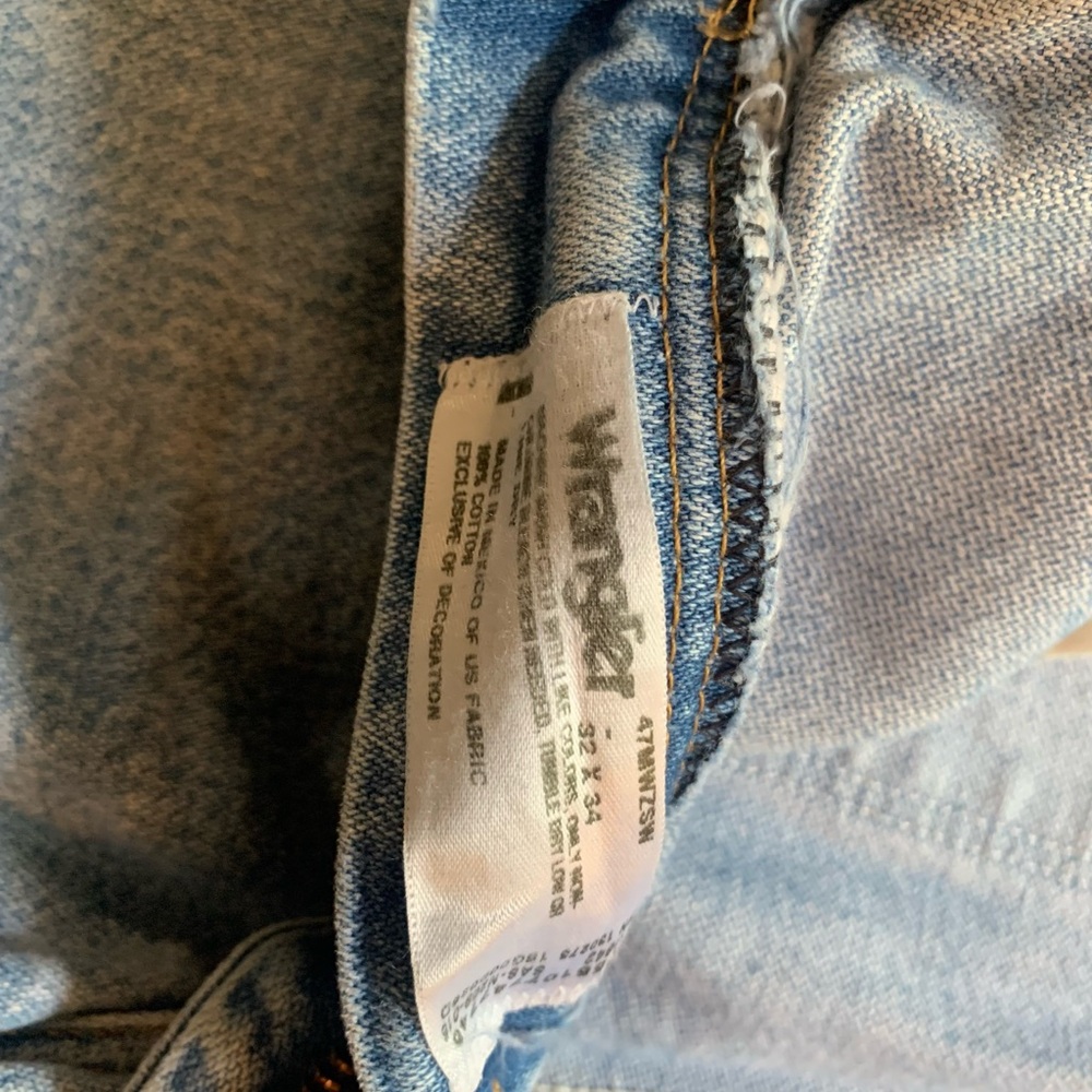 Wrangler Jeans Mens 32x34 Blue Wash Regular Fit 47MWZ Cowboy Western Distressed - Picture 5 of 11
